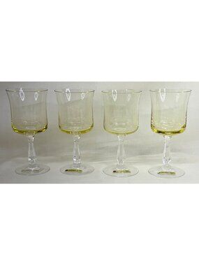 4 NWT Noritake Crystal Rainbow Topaz Yellow Wine Glasses 5 1/2"